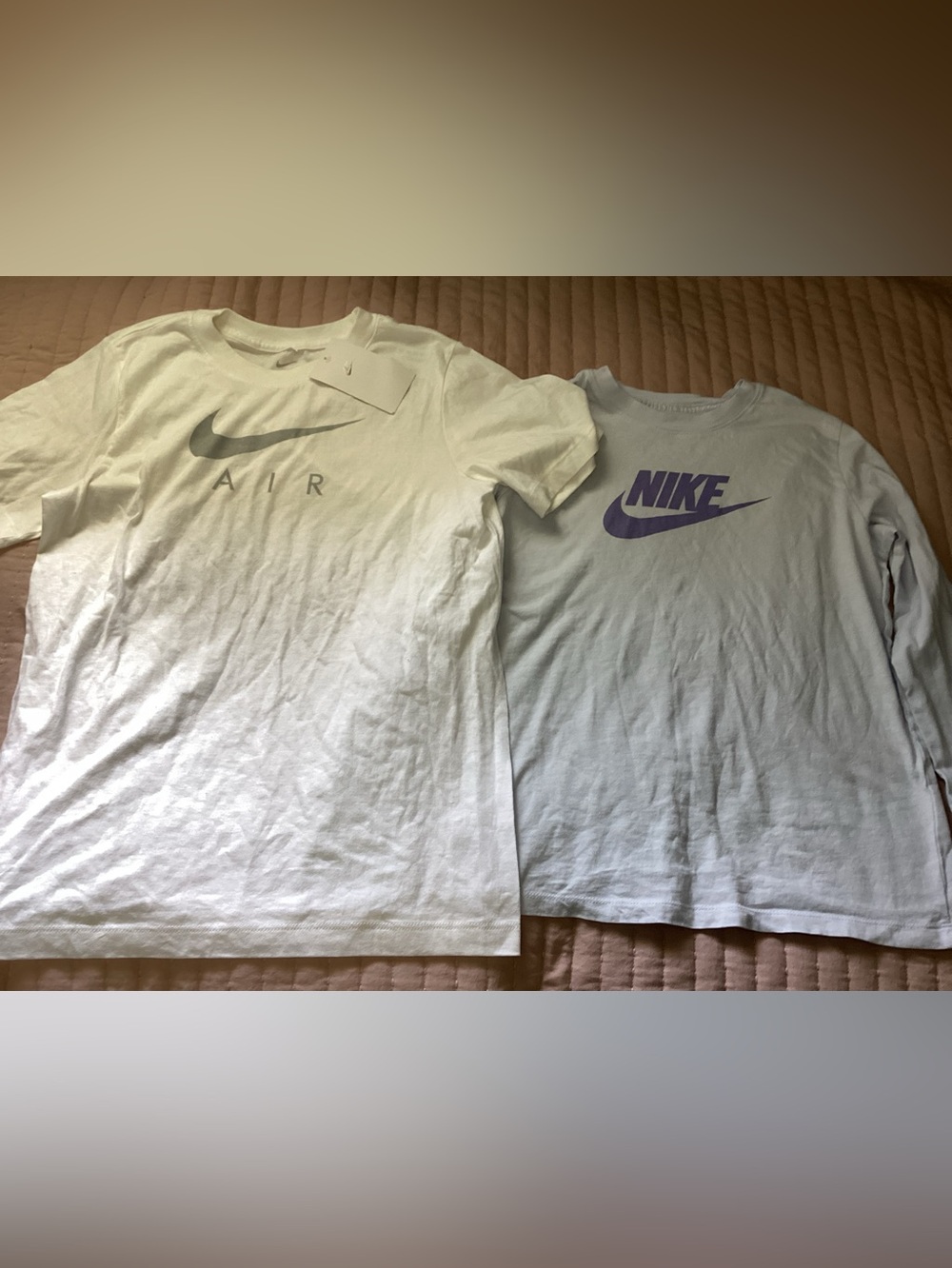 Nike kid White Graphic Logo short sleeve and long sleeve white and light purple
